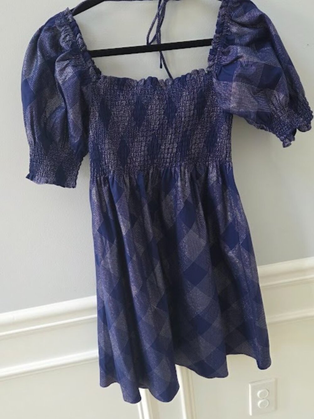 NWT Hill House Athena Nap Dress Navy Glitter Checks Size S